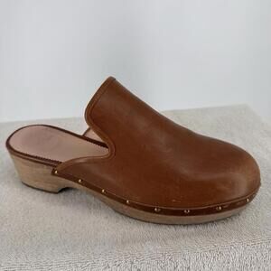 J.crew clogs womens 9.5 brown leather slip on boho western festival cottage